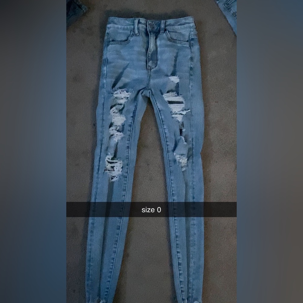 high rise ripped jeans